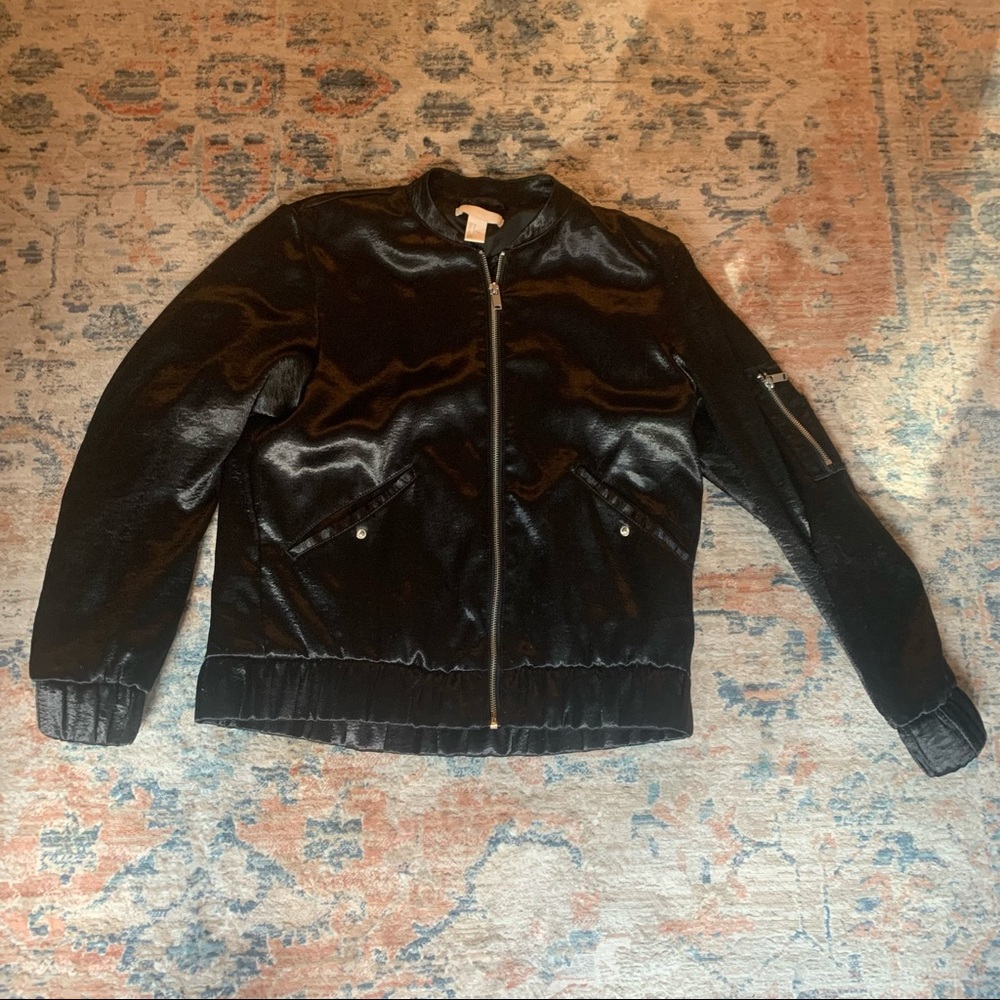 H&M satin Moto bomber jacket